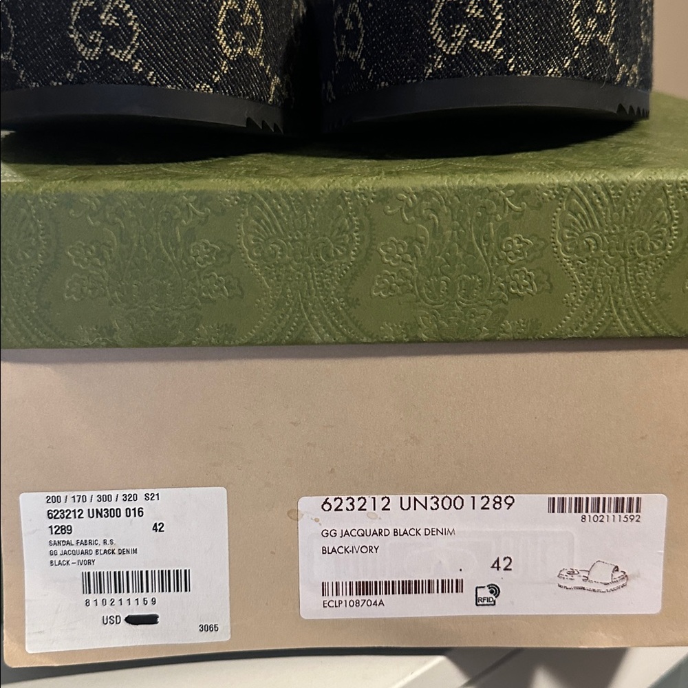 NWT Gucci Black and Gray Denim Logo Slides - Picture 3 of 7